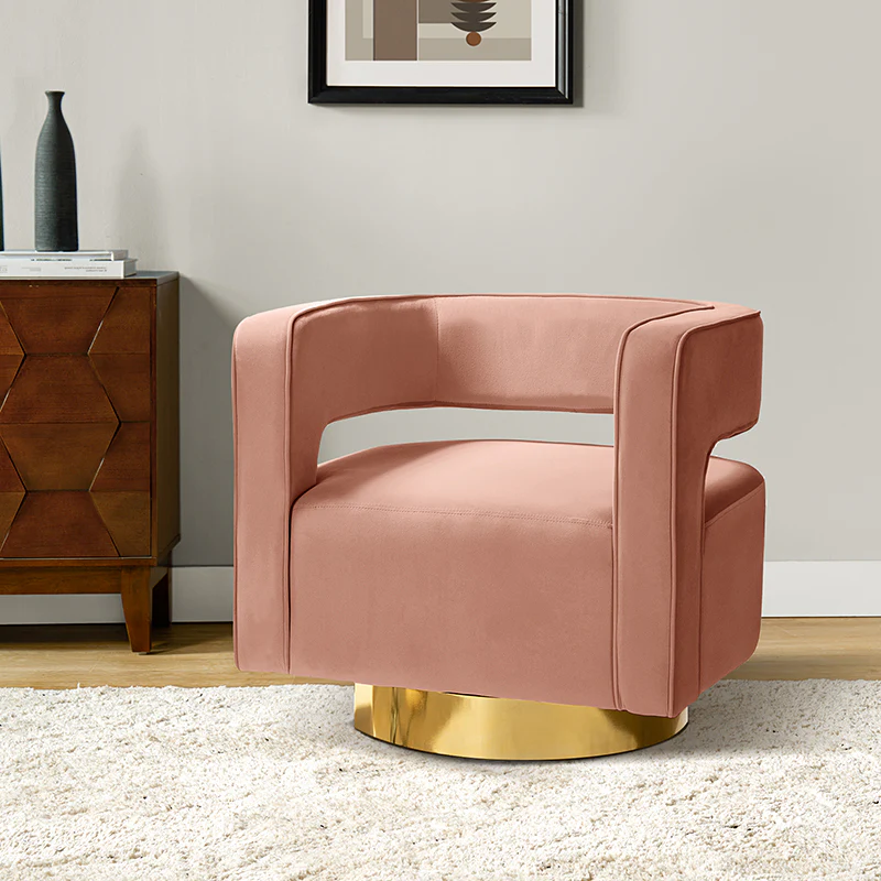 Agata Velvet Swivel Barrel Armchair