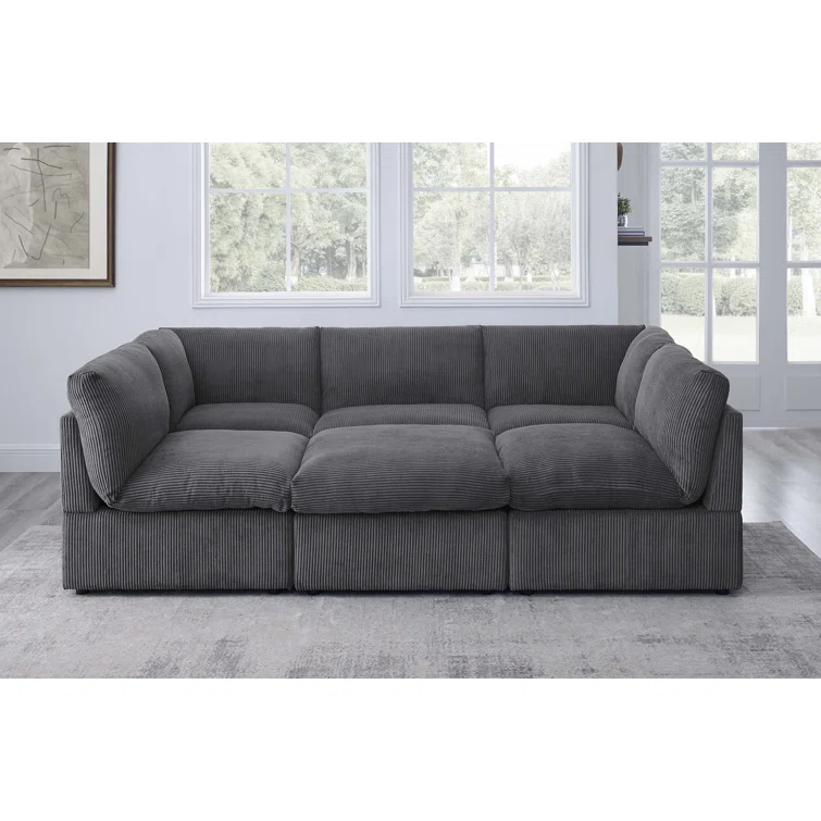 6 - Piece Corduroy Sectional