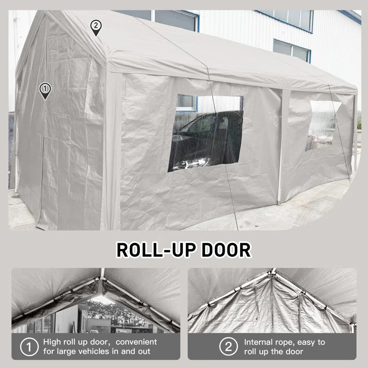 20' ft. W x 10' ft. D Metal Portable Garage Shed