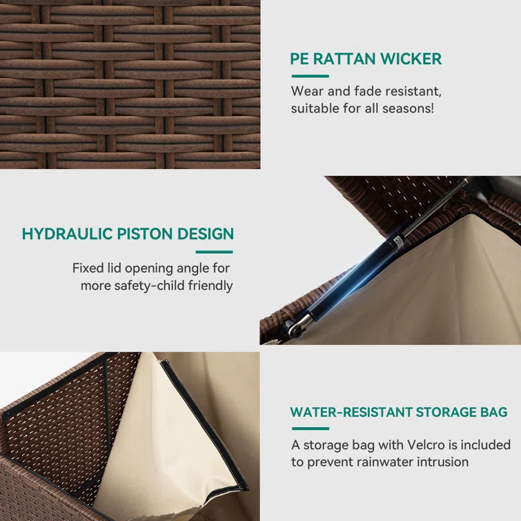 YITA 200 Gallon Outdoor Wicker Deck Box