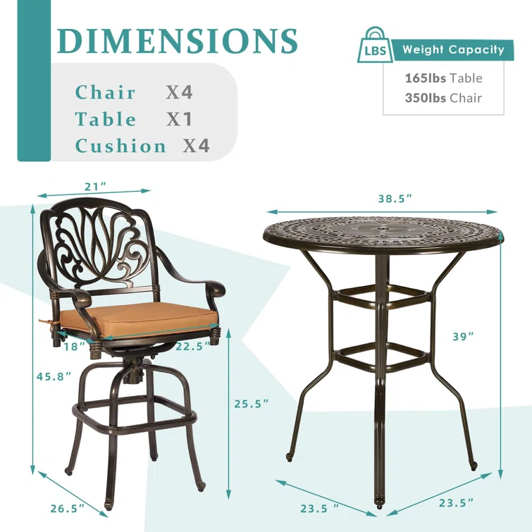 Aadhvik Round Outdoor Dining Set with Cushions