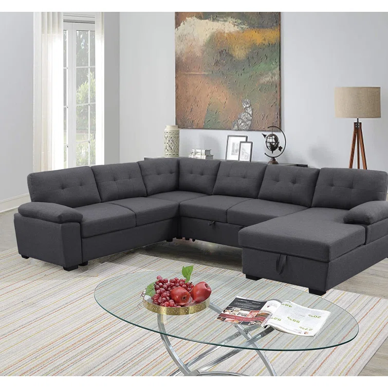Upholstered Sectional Sleeper Sofa & Chaise