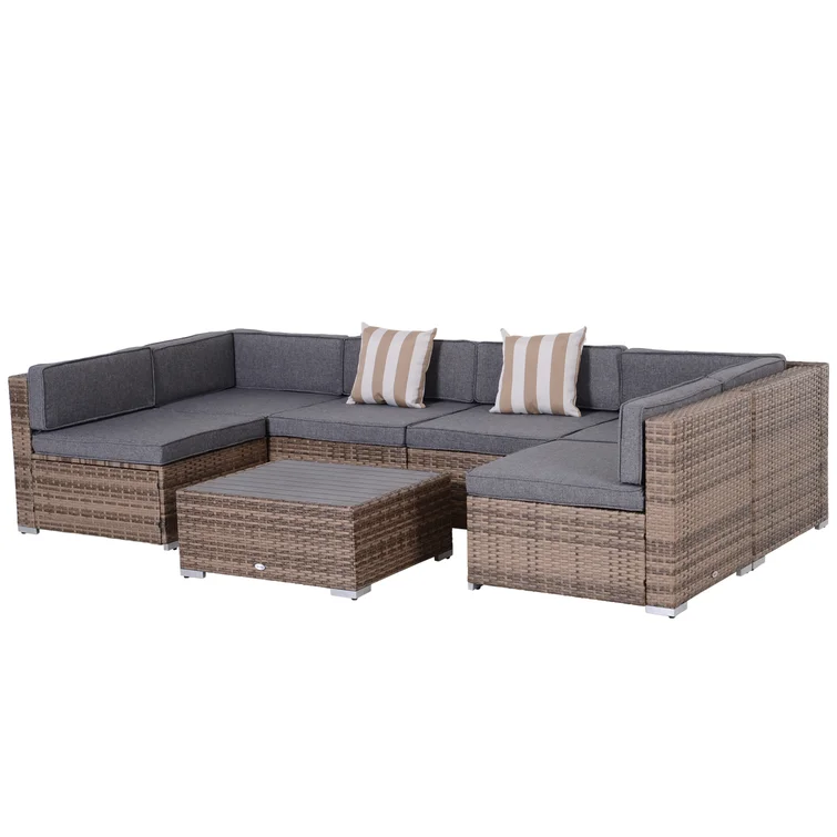 Merton 7-Piece Patio Furniture Sets Outdoor Rattan Conversation Sets