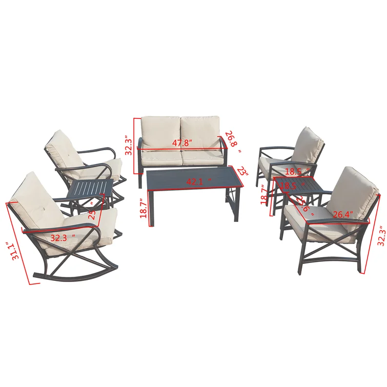 Brionny 6 - Person Outdoor Seating Group with Cushions<!-- --> <!-- -->(Set of 8)