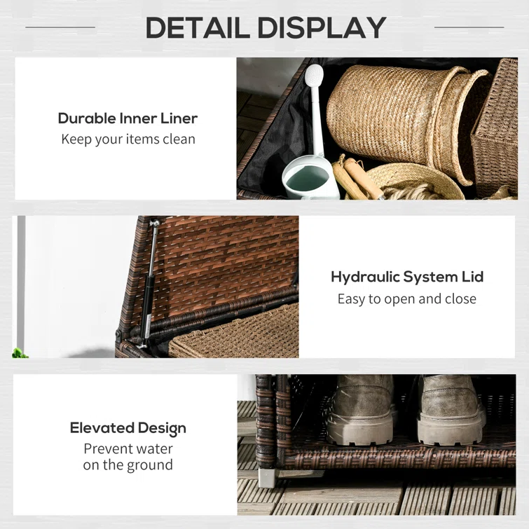 Outsunny 66 Gallon Wicker Deck Box
