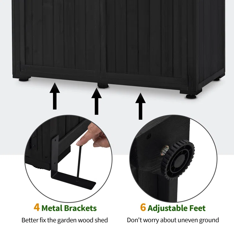 4 ft. W x 2 ft. D Outdoor Wooden Storage Shed with 2 Shelves and Lock