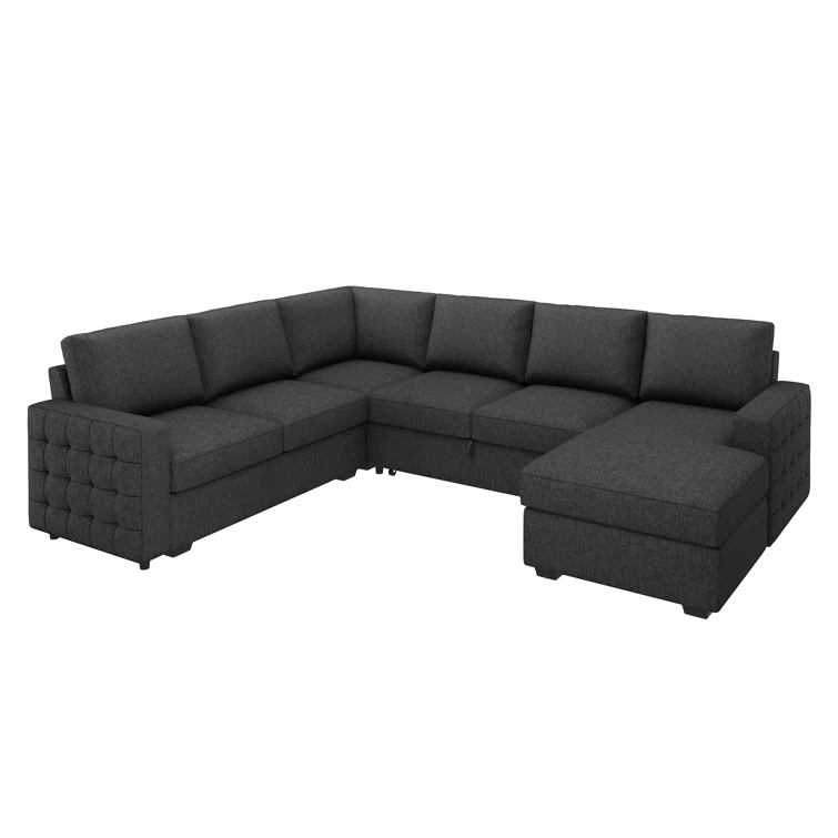 U-Shaped Sectional Sofa Bed Pull Out Sleeper Couch With Storage Chaise