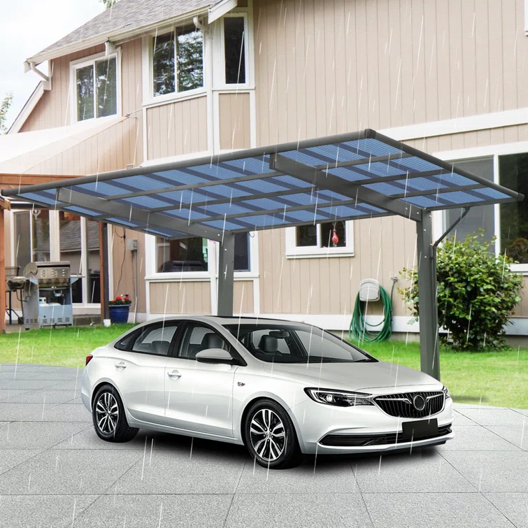 Outdoor Carport, 17.44ft*9ft*11ft Carport Aluminum Metal Frame