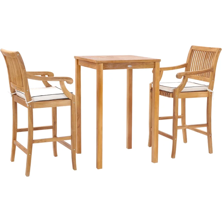 2 - Person Square Teak Outdoor Dining Set with Cushions
