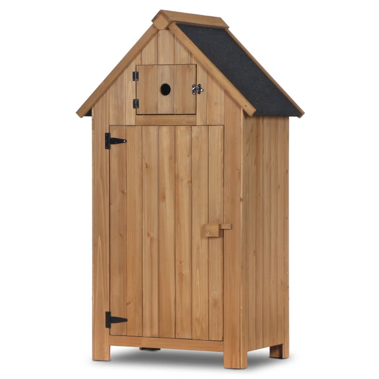 Mcombo 3 ft. W x 2 ft. D Wood Storage Sheds,Garden Cupboard with Door and Shelves