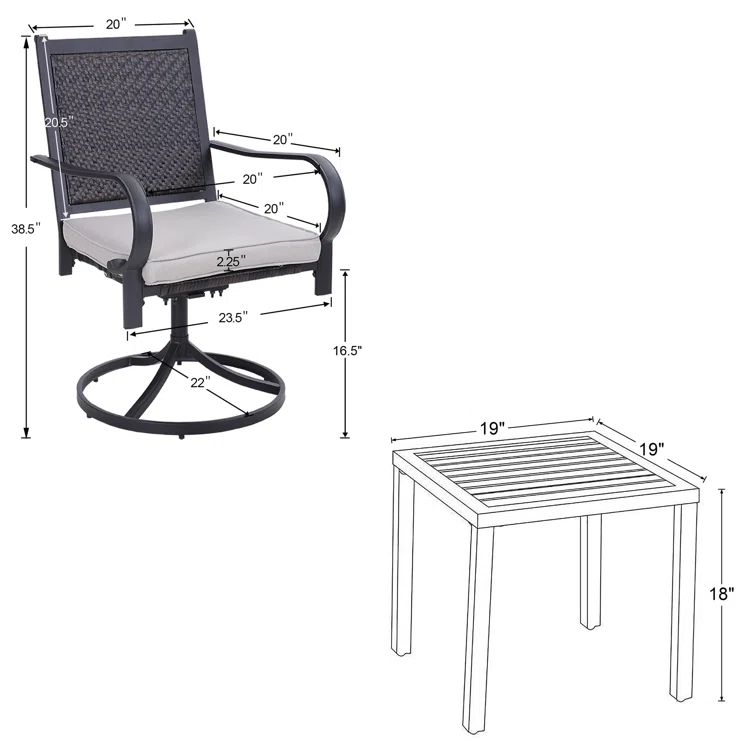 Alyah 2 - Person Square Outdoor Dining Set