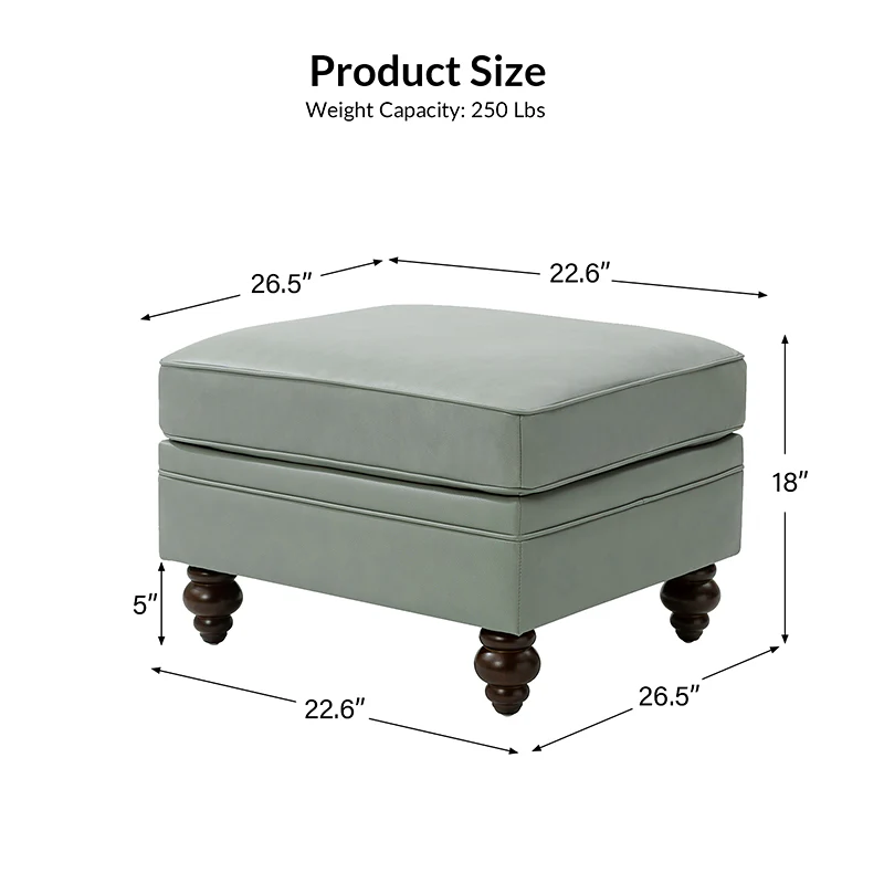 Basilio Contemporary Genuine Leather Ottoman for Living Room