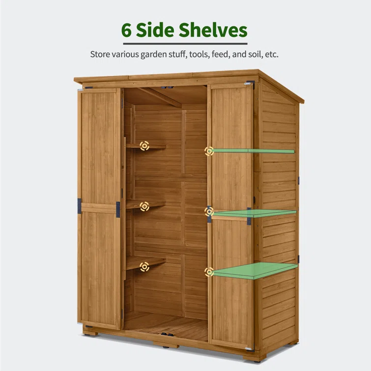 5 ft. W x 2 ft. D Outdoor Storage Shed with Double Lockable Doors and Waterproof Asphalt Roof