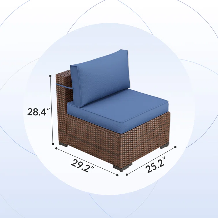 Mecayla 7 Piece Rattan Sectional Seating Group with Cushions