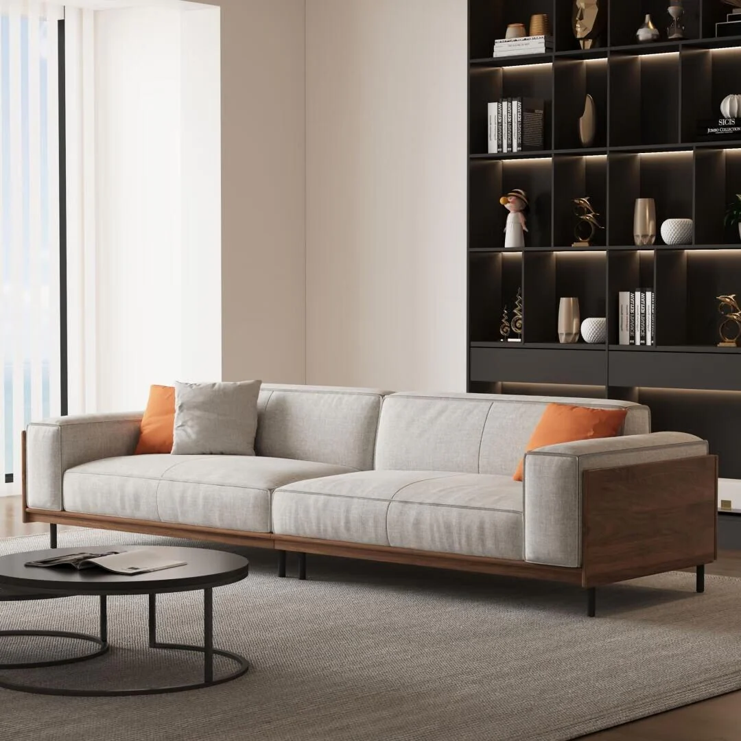 111.81 inch Versatile Solid Wood Compressible Sponge Sofa for Modern Living 4 seat