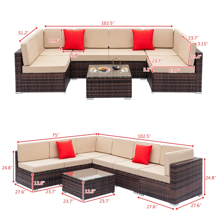 Aldebaran 6 - Person Outdoor Seating Group with Cushions