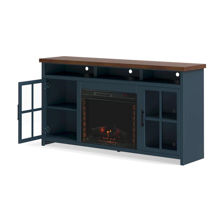 Brixham 74 inch Fireplace TV Stand Console for TVs up to 85 inches, Two-Tone Finish