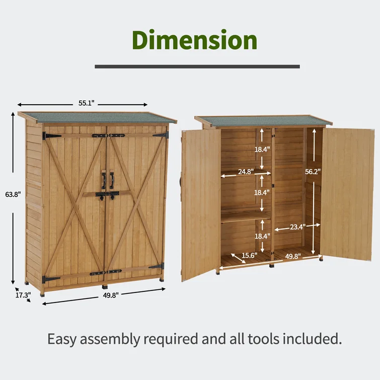 4.5 ft. W x 1.5 ft. D Solid Wood Sheds Outdoor Backyard Garden Racks Shelves