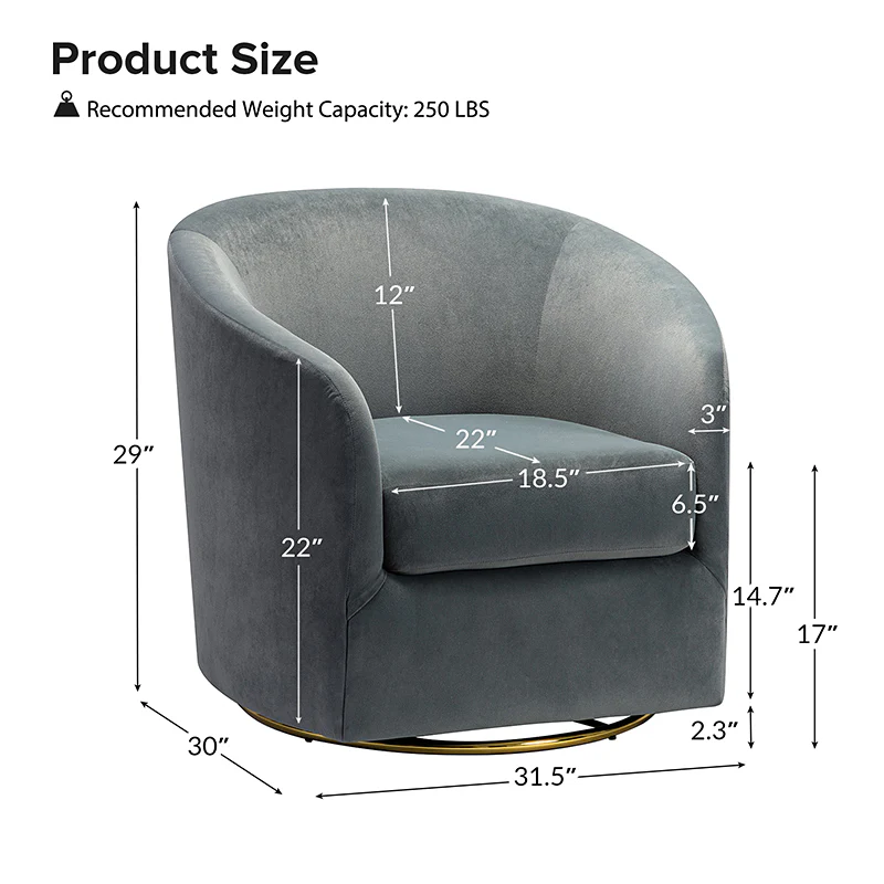 Emanuela Velvet Swivel Barrel Armchair