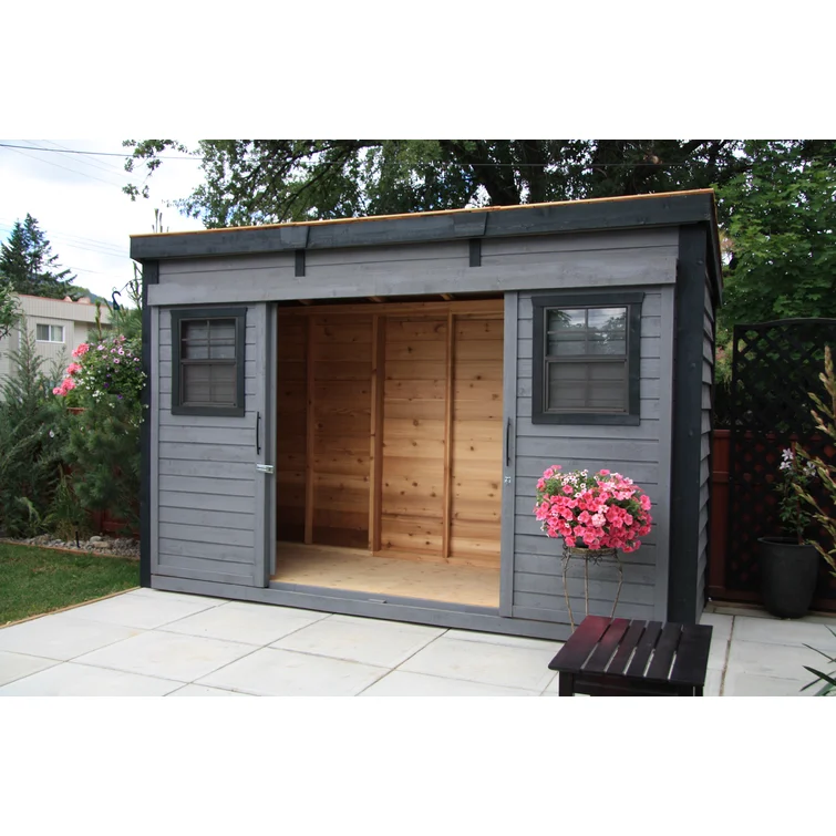 12 ft. W x 4 ft. D Sliding Door Cedar Wood Storage Shed