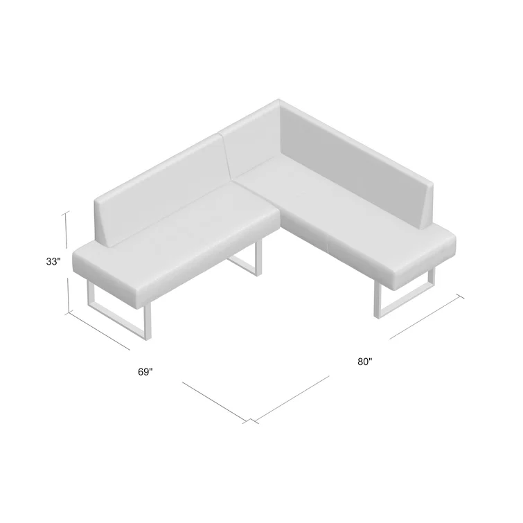 Darcie 2-Piece Contemporary Corner Sofa in Faux Leather and Chrome Metal