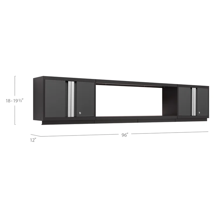 Bold Series 3pc Garage Wall Cabinet Set with Display Shelf