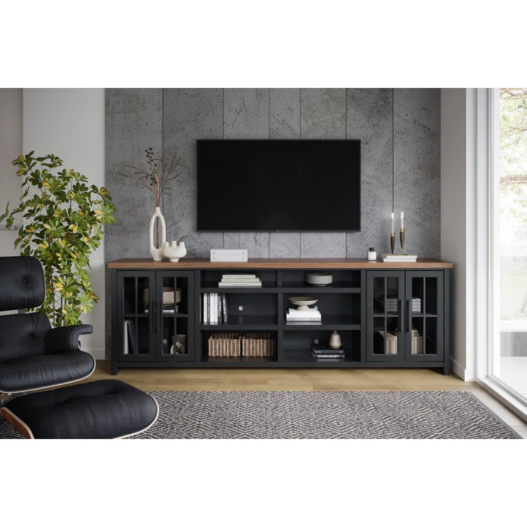 Brixham 96 inch TV Stand Console for TVs up to 100 inches, No Assembly Required, Two-Tone Finish