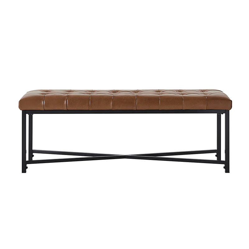 Arnold Versatile Elegance: Genuine Leather Bench with Button-Tufted Design