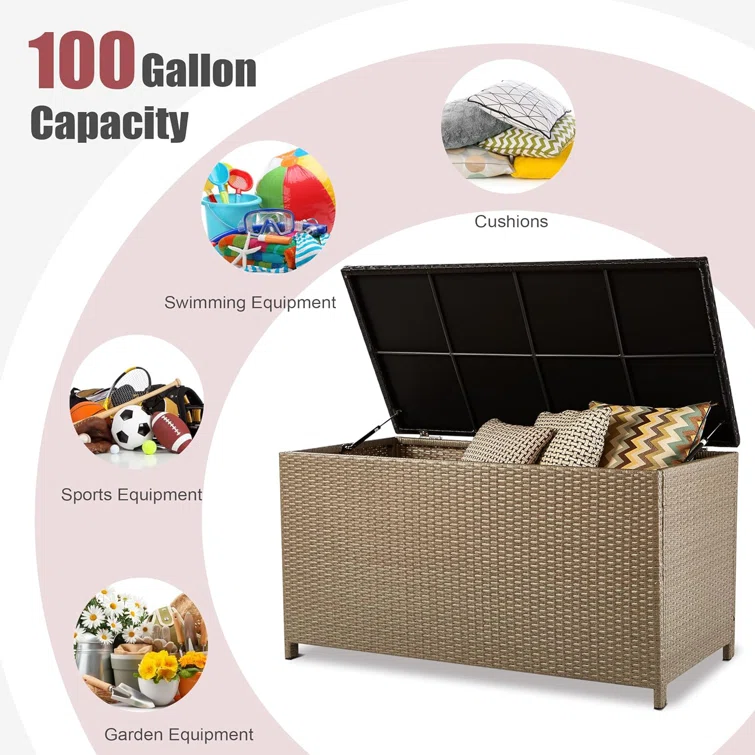 EFURDEN 47'' W 100 Gallons Water Resistant Wicker Deck Box