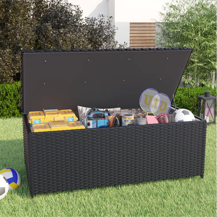 Furmax resin/solid wood and artificial wood outdoor storage benches