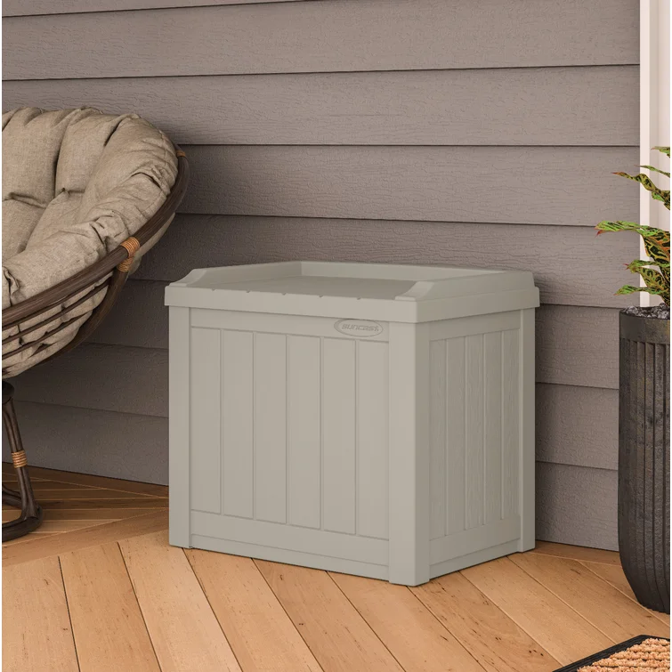 Suncast 22 Gallon Water Resistant Deck Box with Storage Seat