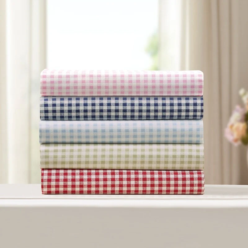 Laurel & Mayfair Gingham 100% Cotton Percale Sheet Set, Pink