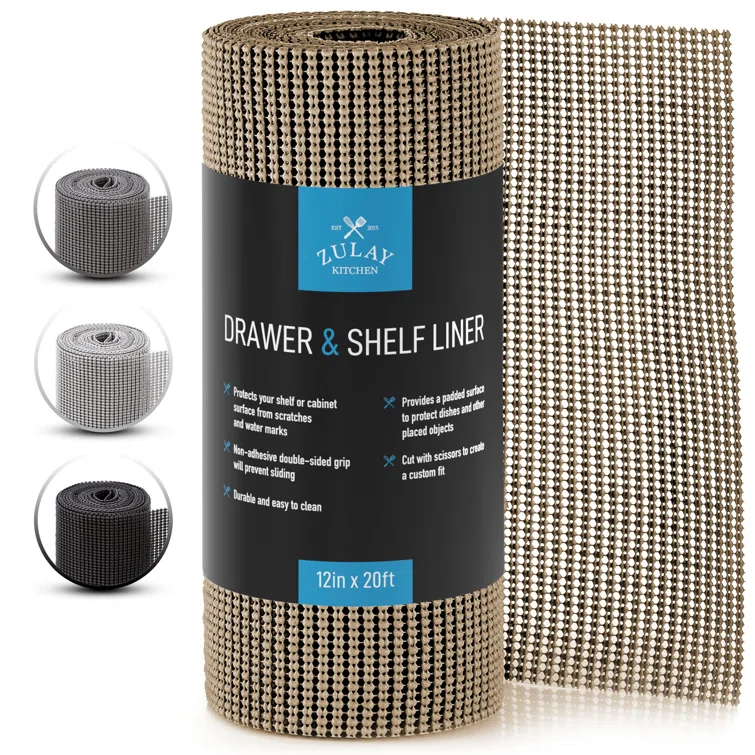 Zulay Kitchen 12"x20ft Drawer & Shelf Liner - Non Adhesive Drawer Protective Liner