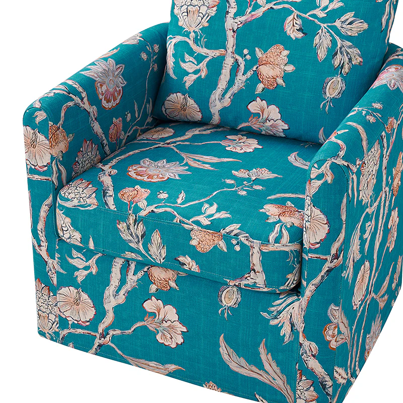 Claudius Upholstered Slipcovered Swivel Barrel Chair