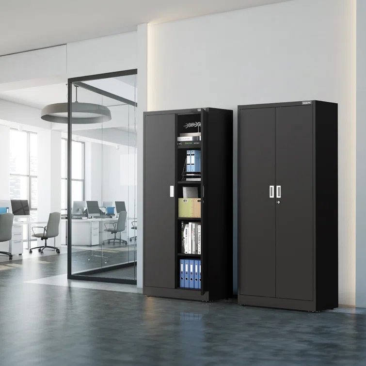 Storage Cabinet, Metal Garage Cabinets with Doors and Shelves, 71"x 31-1/2"x 15-3/4"