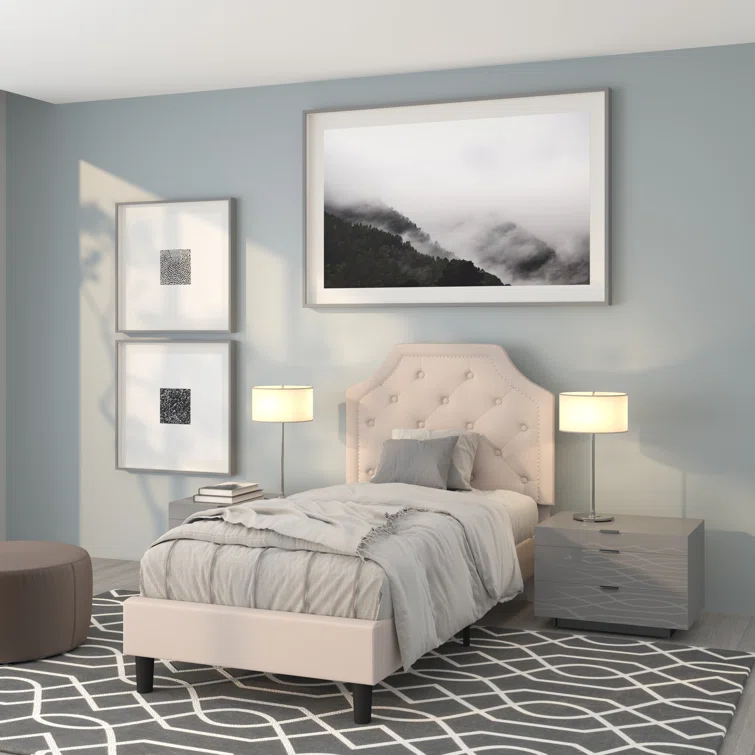 Aluino Arched Button Tufted Upholstered Platform Bed Frame - No Box Spring Required