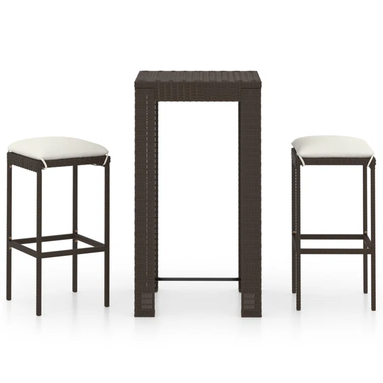 Patio Bar Set Outdoor Bistro Set Bar Stool Bistro Table Poly Rattan