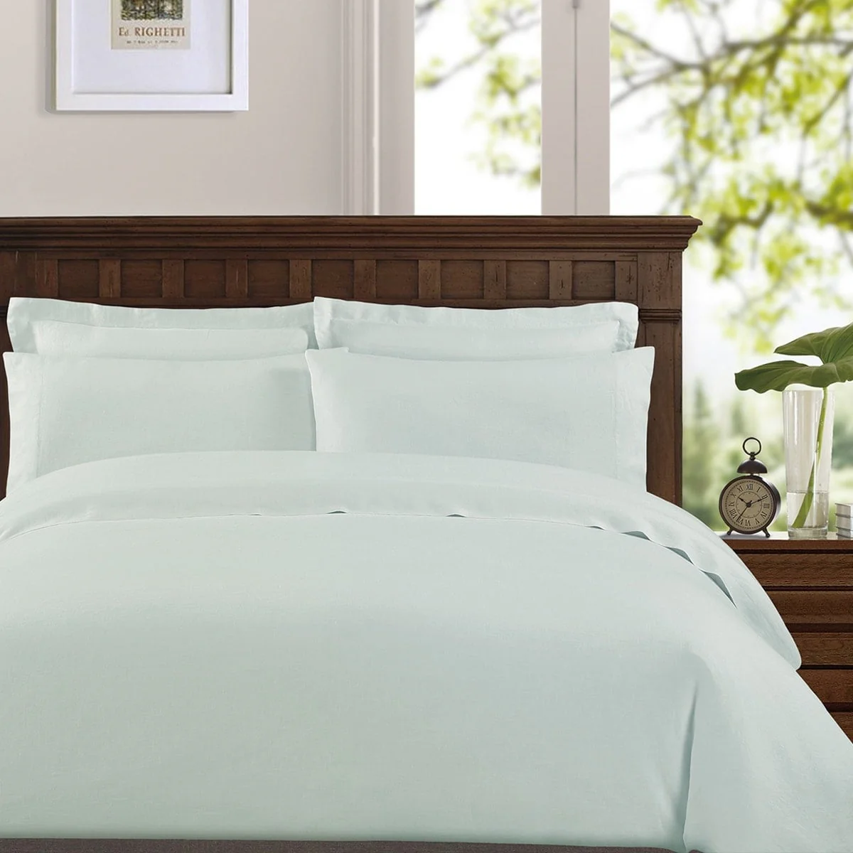 Echelon Home Washed Belgian Linen Deep Pocket Bed Sheet Set