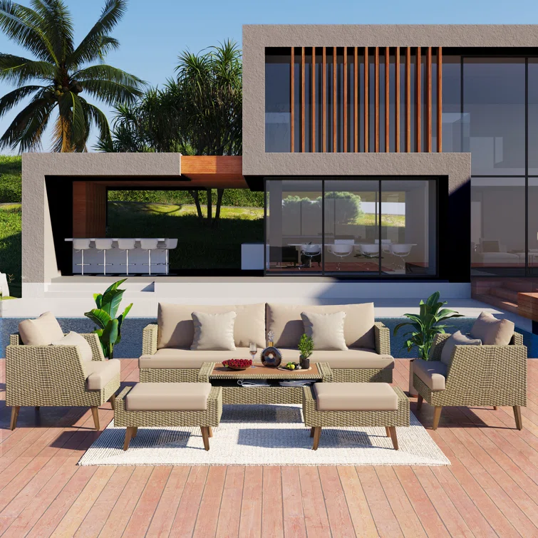 Ipke 6 - Person Outdoor Seating Group with Cushions
