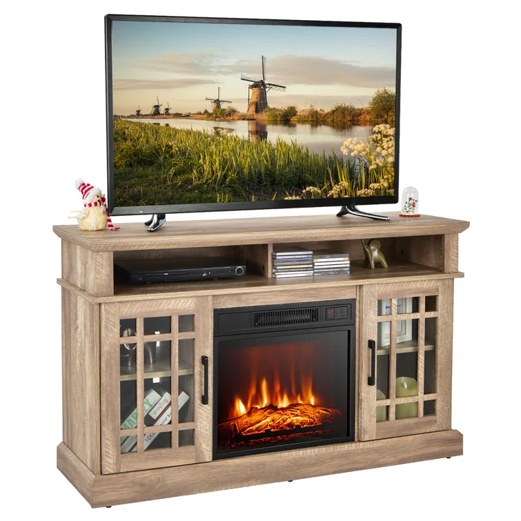 Ripley 48'' W Storage Credenza with Electric Fireplace Included