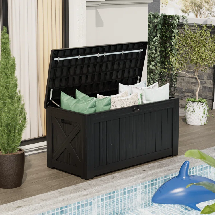 Furmax 120 Gallons Water Resistant Plastic Lockable Deck Storage Box