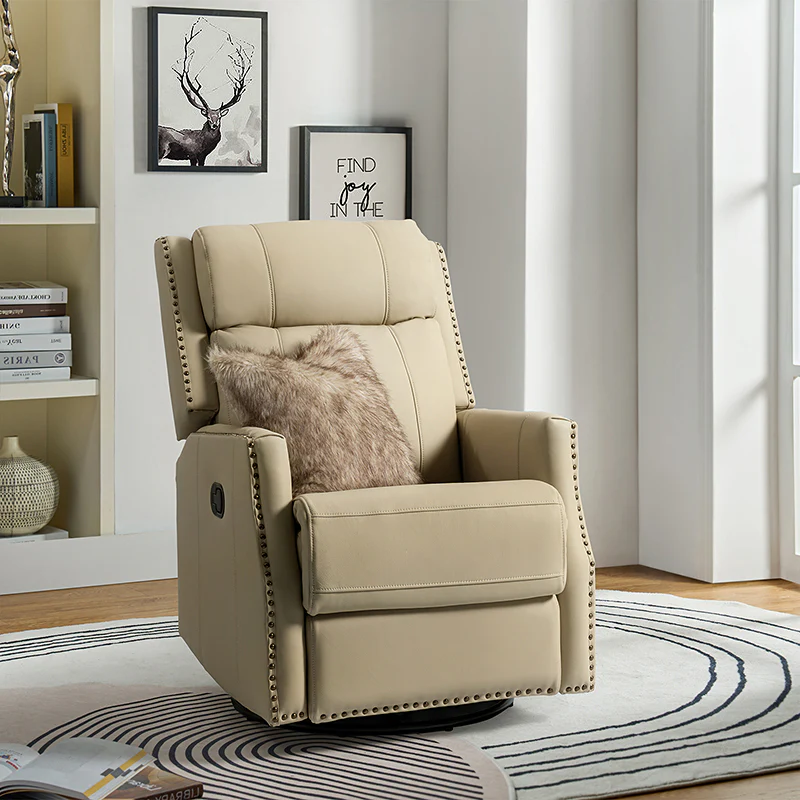 Epimetheus Genuine Leather Manual Swivel Recliner