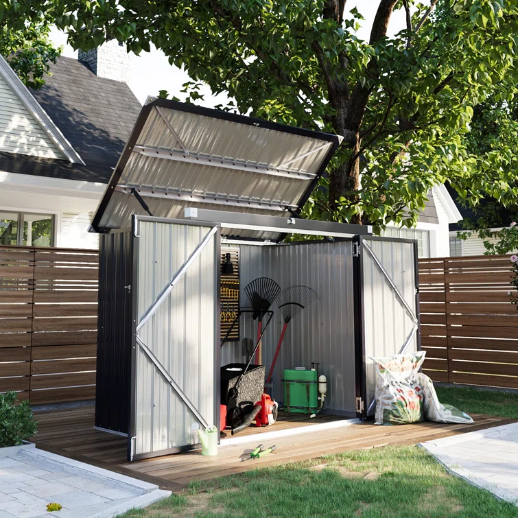 Storage Shed 3.3 X 5.6 Ft Metal Trash Shed Waterproof Outside Storage