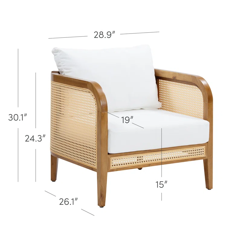 4-Piece Conversation Patio Set, Bohemian Wooden Outdoor Loveseat And Chairs With Cushions