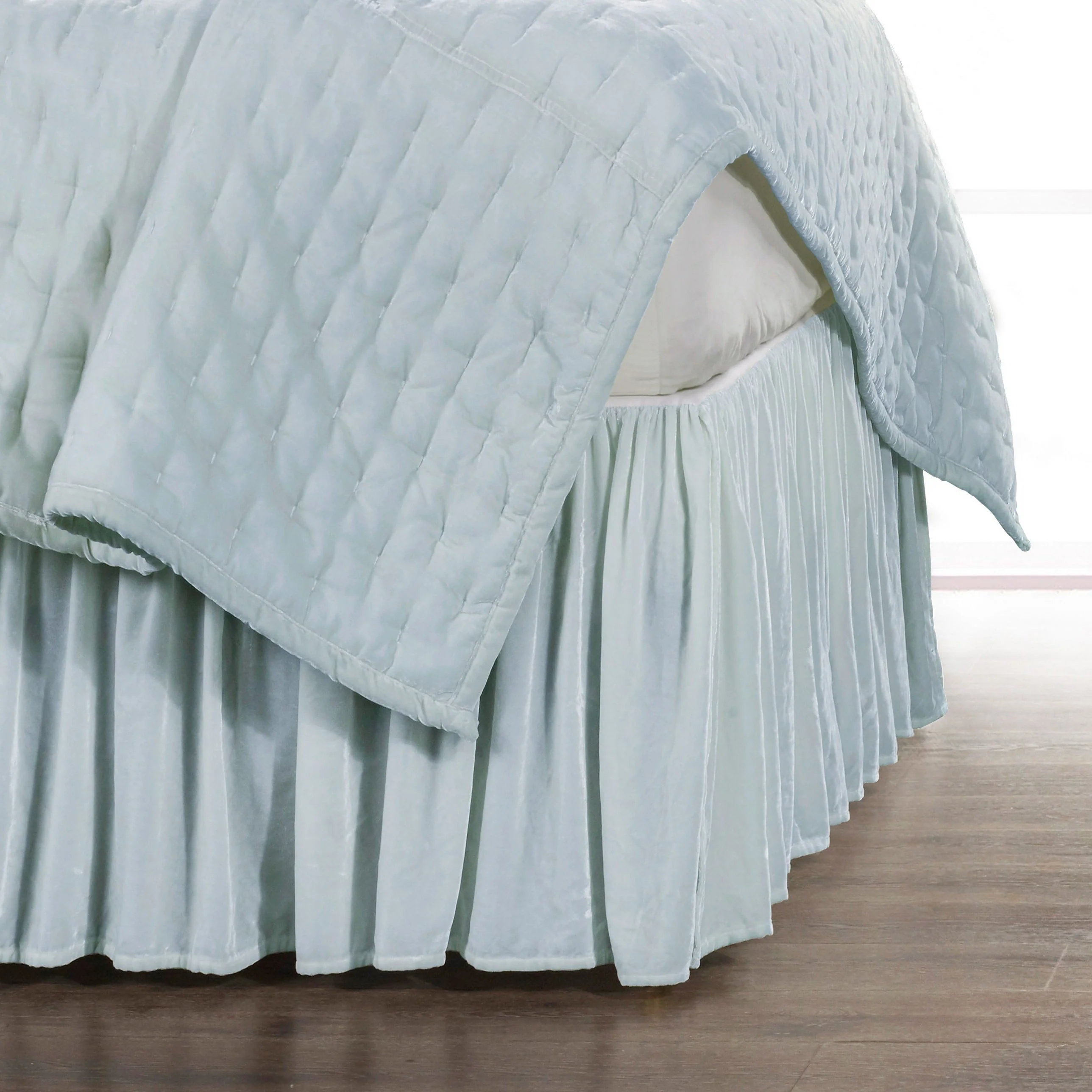 HiEnd Accents Stella Faux Silk Velvet Romantic Western Bedding 1 Piece Bed Skirt
