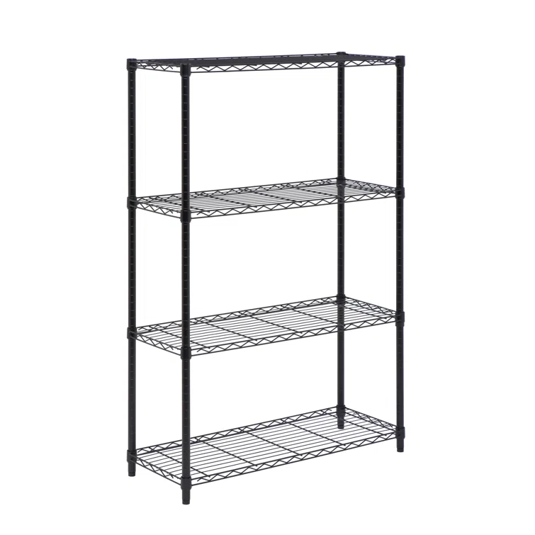 4-Tier Metal Height-Adjustable Shelving Unit (54" H x 36" W x 14" D)