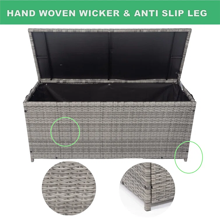 IYofe 53'' W 113 Gallons Water Resistant Wicker Deck Box