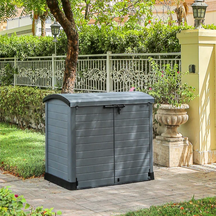 Arc Lid Rattan Horizontal Garbage Shed