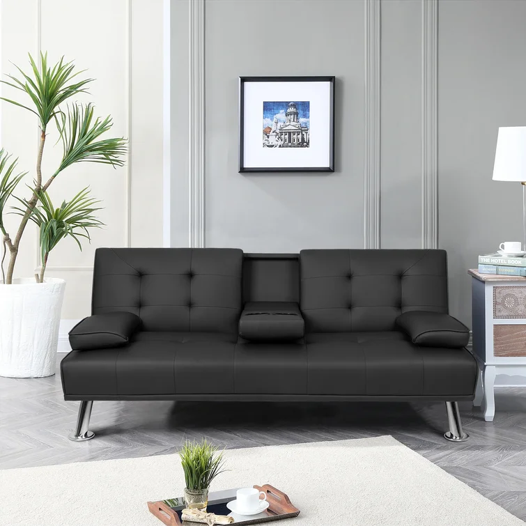 Abbigale 65.8'' Faux Leather Reclining Sleeper Sofa