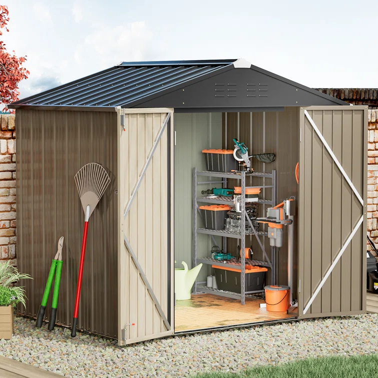 Outdoor 8 ft. W x 6 ft. D Metal Storage Shed